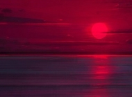 唯美红色夕阳动漫风景图片壁纸