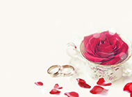 玫瑰花杯子与戒指唯美图片素材