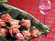 香槟与粉玫瑰艺术摄影素材