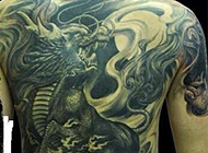 霸气神兽麒麟后背纹身图案