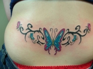 好看的蝴蝶纹身图片 女人腿部好看的蝴蝶鱼樱花纹身图片