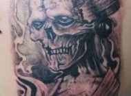 个性的骷髅艺妓纹身图案