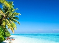 自然，岛屿，沙滩，树，蓝天天空，大海，风景桌面壁纸
