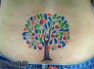 流行纹身图片—美女腰部树纹身图片