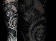 命运之轮，手臂3d风格机械齿轮纹身