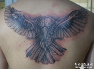 背部乌鸦纹身图案