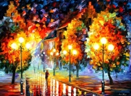 色彩鲜艳饱满的油画秋天美景唯美梦幻背景图片