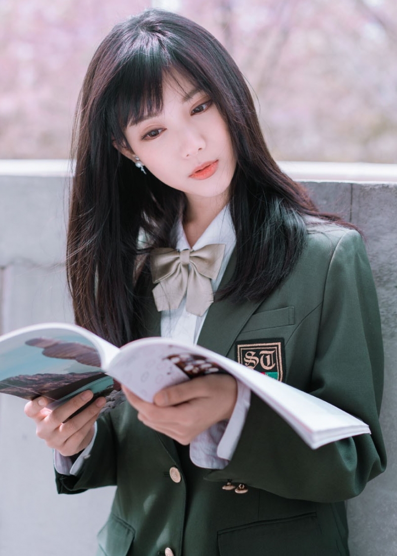 韩国制服美女校园樱花树唯美小清新写真