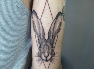 手臂黑色的兔子小清新简约可爱纹身图片