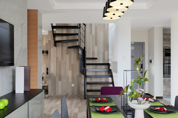 单身公寓跃层小户型装修楼梯设计效果图