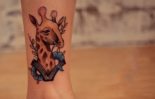 小清新小动物纹身图案腿部刺青图片