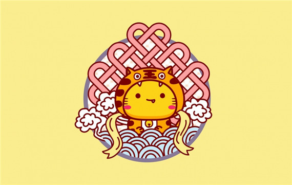 可爱哈咪猫中国结纯色背景卡通壁纸