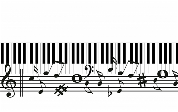 钢琴音乐音符黑白颜色logo创意图片
